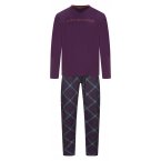 Pyjama long Arthur avec manches longues et col v violet carreaux
