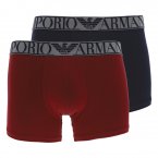 Lot de 2 Boxers Emporio Armani en coton fermé bleu et rouge