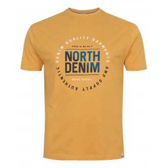 Tee shirt col rond North 56°4 en coton à manches courtes jaune moutarde