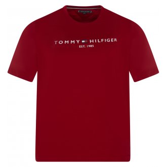 T-shirt Tommy Hilfiger Big & Tall Grande Taille coton avec manches courtes et col rond rouge