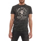 T-shirt col rond Von Dutch en coton avec manches courtes anthracite chiné