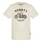 T-shirt Schott coton avec manches courtes et col rond écru