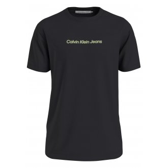 Tee-shirt avec un col rond et une coupe droite Calvin Klein en coton régénératif noir