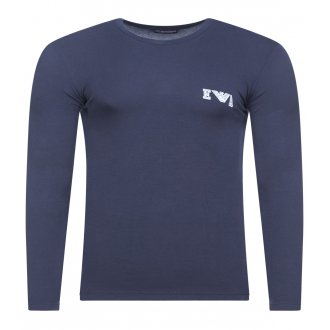 Tee-shirt manches longues Emporio Armani en coton stretch bleu marine