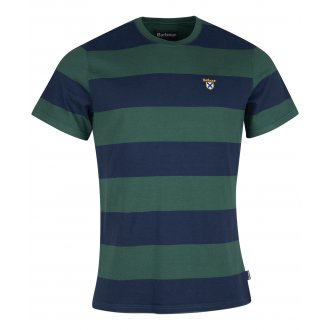 T-shirt col rond Barbour en coton rayé vert et bleu marine