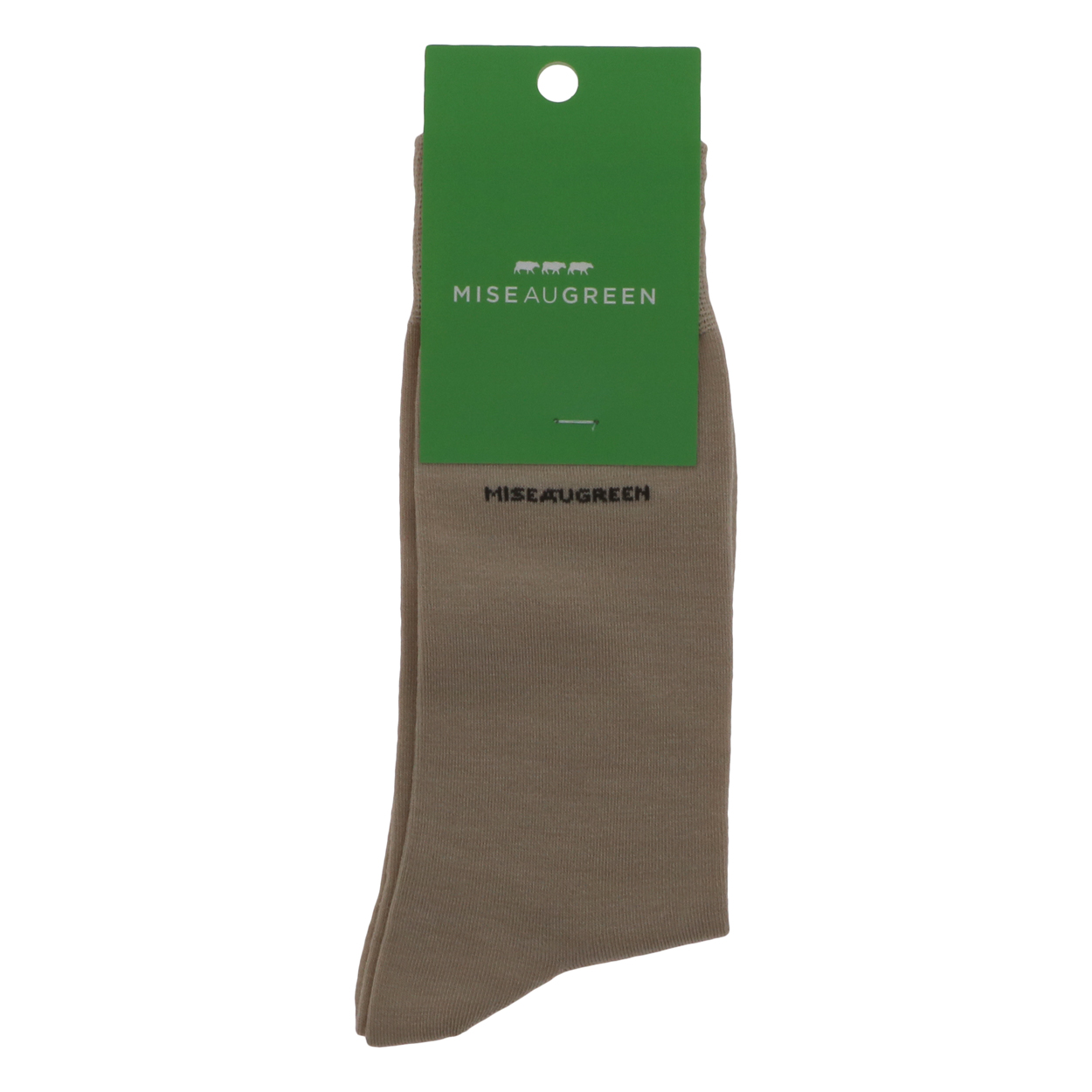 chaussettes hautes mise au green beiges avec nom de la marque