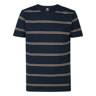 T-shirt Petrol Industries coton avec manches courtes et col rond marine rayé