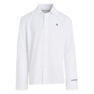 Chemise droite à col français Junior Garçon Calvin Klein en coton blanc