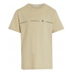 T-shirt col rond Junior Garçon Calvin Klein en coton beige