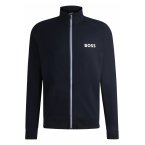 Sweat zippé coupe droite Boss en coton bleu nuit avec logo
