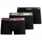 Lot de 3 boxers coupe fermée Boss en coton noirs ceinture élastiquée de couleur
