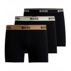 Lot de 3 boxers coupe longue Boss en coton noirs ceinture élastiquée de couleur